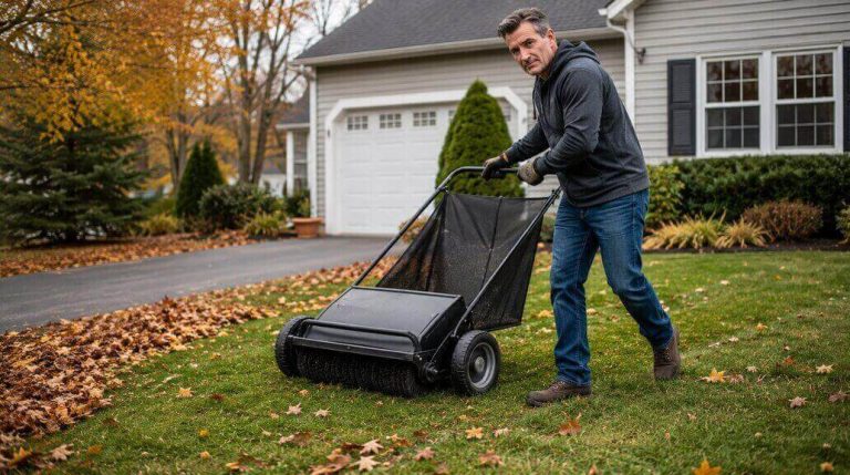 Turning and Maneuvering Lawn Sweeper