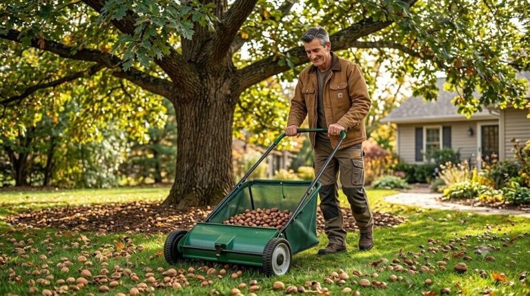 can a lawn sweeper pick up acorns